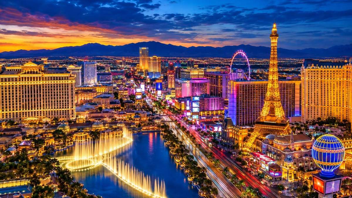 The glowing Las Vegas Strip at night